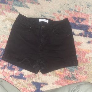 Black denim shorts